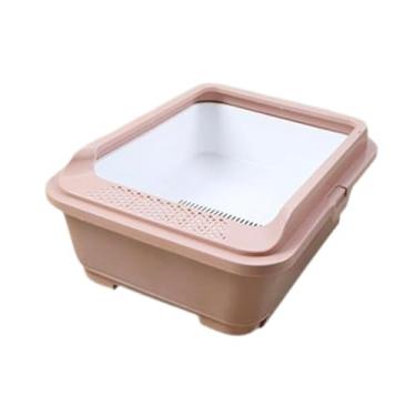 Imagem de Bothyi Caixa de areia para gatos, semi-fechada, suprimentos para animais de estimação, caixa de areia para gatos com gaveta de pó, caixa de areia para gatos, Cáqui