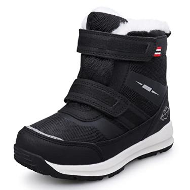 Imagem de Botas de neve para meninos e meninos, botas de inverno impermeáveis para meninos, forradas com pele quente, antiderrapante para uso ao ar livre (bebês/meninos pequenos), Preto - 9, 21