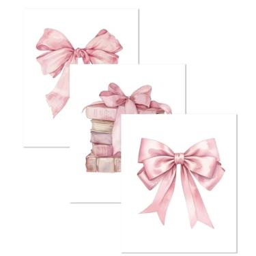 Imagem de JWVK Kit de arte de diamante com laço de coquete rosa, pacote com 3, livro de laço de fita rosa preppy faça você mesmo, kits de arte de pintura de pedras de diamante para meninas, crianças, adultos