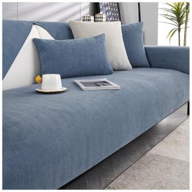 Imagem de SPXMQSS Capa para sofá, capa de sofá seccional, macia de chenille, antiderrapante, capa de sofá de 1/2/3/4 lugares, protetor de móveis em forma de L para sala de estar E 110 x 180 cm