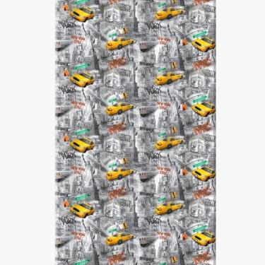 Imagem de Cortina de Box Estampada NY com Ganchos, PVC, 1,38m x 1,98m, Antimofo, 6 Ganchos Inclusos