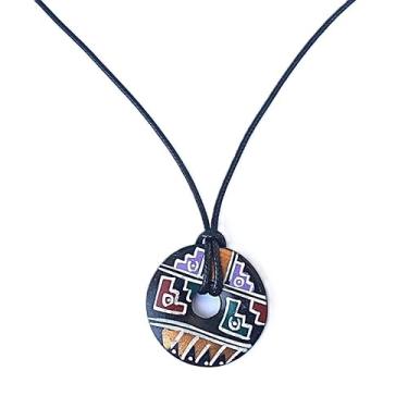 Imagem de Colar Pingente de Argola pintada a mão, artesanal (Tribal)