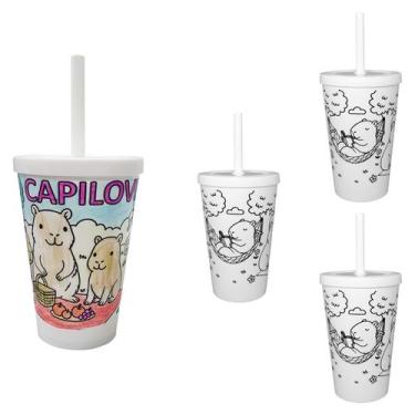 Imagem de 4 Copos Para Pintar Copo Infantil 350ml Seguro Resistente - NEOPLAS