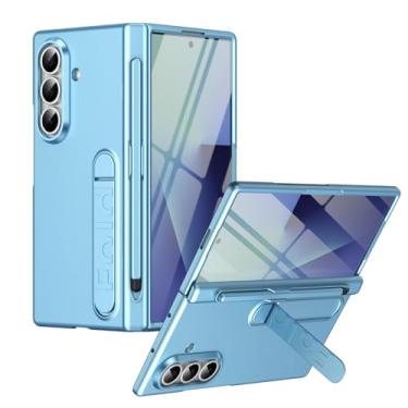 Imagem de YQODSZ Capa para Samsung Galaxy Z Fold 7 com suporte para caneta S e Stylus e suporte, protetor de tela de vidro embutido, cobertura total, à prova de choque, capa fina para Z Fold 7 azul claro