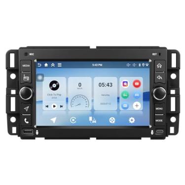 Imagem de Estéreo automotivo 4G + 128G para GMC Sierra 2007-2013, sem fio CarPlay Android Auto, tela sensível ao toque IPS de 17 cm, Android 15, estéreo veicular com GPS, WiFi, Bluetooth, FM, EQ, SWC, câmera de