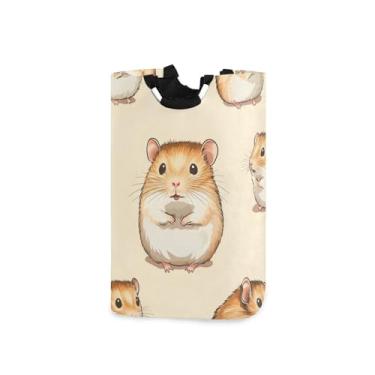 Imagem de CEBUGI Cesto de lavanderia hamster com alças cesto de roupa suja dobrável para roupas, quarto, banheiro, dormitório