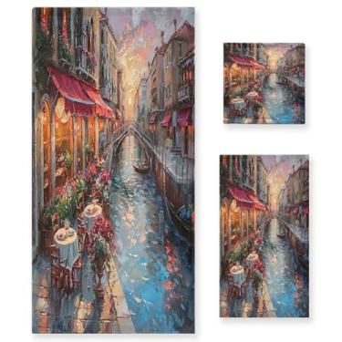 Imagem de xigua Pintura a óleo de conjunto de toalhas de banheiro italiano absorvente macio 3 peças toalha de banho toalha de mão toalhas decorativas para banheiro, academia, hotel, praia, piscina
