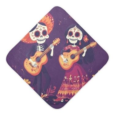 Imagem de Burbuja Toalha de banho para casal de caveira mexicana - Toalha de banho macia e absorvente de algodão musselina com capuz para recém-nascidos, 89 x 89 cm