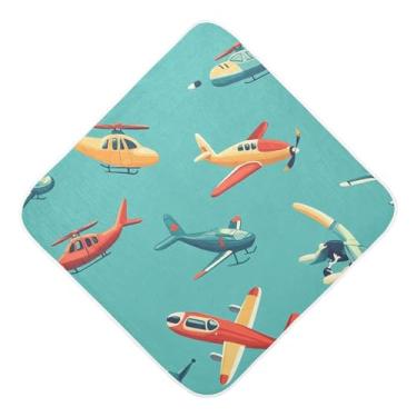 Imagem de STAYTOP Toalhas de bebê fofas com capuz de musselina de avião de desenho animado, toalha de banho super macia, toalhas de banho absorventes para banho recém-nascido unissex 76 x 76 cm