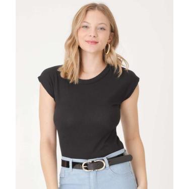 Imagem de Blusa Feminina Canelada Sem Manga Marisa-20036, Preto, G