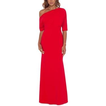 Imagem de Betsy & Adam Vestido feminino longo de malha com babados, Vermelho, 38