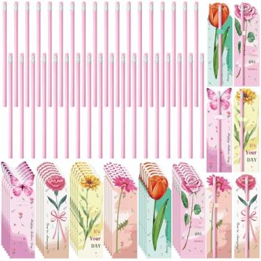 Imagem de Gueevin 36 Set Mothers Day Pink Pencil Gifts Cute Mother's Day Pencils Set Mother's Days Wood Pencils Bulk Best Mom Gifts with Floral Card Mother Party Favors from Daughter Son Husband Birthday Gift