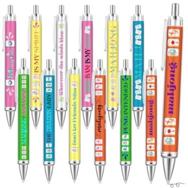 Imagem de Eaasty 12 peças de canetas esferográficas de apreciação de Mahjong, presentes chineses, engraçados, retráteis, para amantes de mahjong, homens e mulheres, escritório, casa, presentes de aniversário