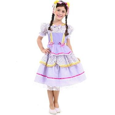 Imagem de Fantasia De Festa Junina Infantil Vestido Caipira Com Tiara M 5-8