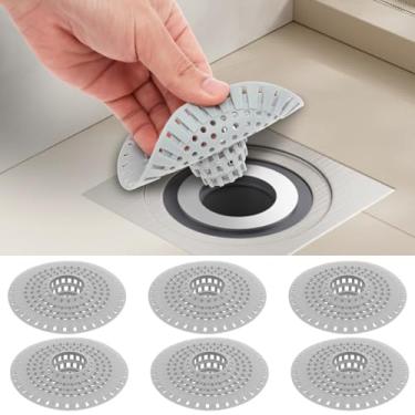 Imagem de 4/6 peças coletor de cabelo de ralo de banheira de silicone, filtro de protetor de ralo de chuveiro, tampa de ralo de banheira dobrável, tampa de cabelo de chuveiro de banheiro, filtro de pia de
