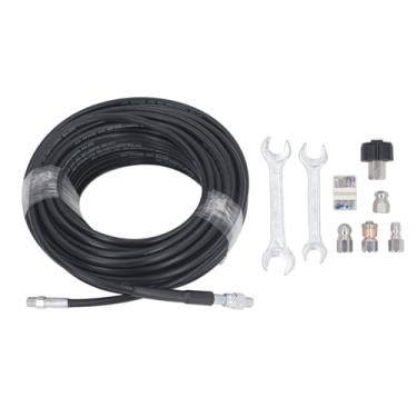 Imagem de LiebeWH Kit de Jato de Esgoto Kit de Limpeza de Alta Pressão, Mangueira de 5800PSI 50 Pés e 4 Bicos e 2 Chaves, Encaixe de Conexão Rápida para Limpeza de Veículos e Pisos Com Dreno, Substituição de