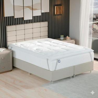 Imagem de Pillow Top Protetor De Colchão 400 Fios Soft Premium Queen Cor Branco 