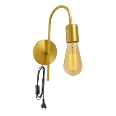 Imagem de Luminária Abajur De Parede Arandela E27 Luma COM Interruptor - Dourado