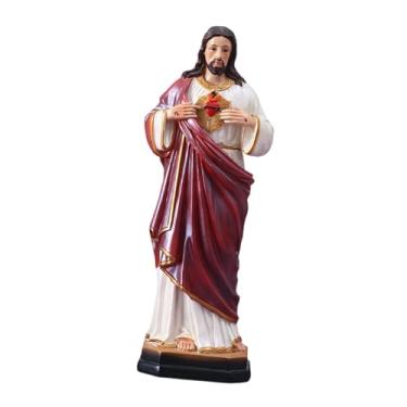 Imagem de IEUDNS Estátua do Sagrado Coração de Jesus em Resina, Coleção Decorativa Elegante para Casa, Decoração Religiosa para Mesa ou Prateleiras.