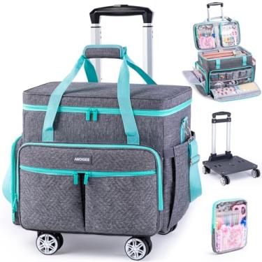 Imagem de AMOIGEE Bolsa de artesanato com rodas - Bolsa de mão dobrável removível