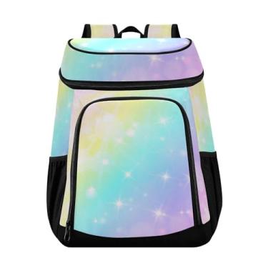Imagem de Mochila térmica gradiente arco-íris com 36 latas de grande capacidade para viagem com isolamento térmico