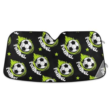 Imagem de Bola de futebol caótica abstrata bloqueador solar de para-brisa de carro proteção UV persianas de janela dianteira de carro para a maioria dos sedãs SUV caminhão pequeno