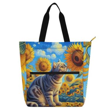 Imagem de Bolsa de trabalho feminina britânica de pelo curto, girassol, bolsa de lona para faculdade, escola, bolsas, bolsas femininas, infantis, livros, presentes para amantes de livros