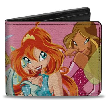 Imagem de Buckle-Down Carteira Spy x Family, dobrável, Winx Club Fairies personagem grupo pose rosa, couro vegano