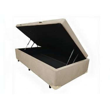 Imagem de Cama Box Baú Solteirão Blindado Diversas Cores (96x203x42) (Suede Bege)