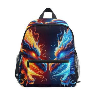Imagem de GAIGEO Fire Fighting Dragon Print Backpack for Kids 10x4x12 In, Boys Toddler Backpack with Water Bottle Pockets, Whistle Buckle