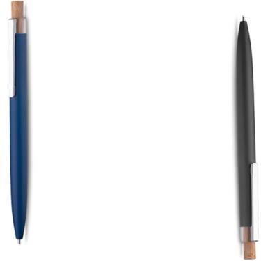 Imagem de Caneta Esferográfica Executiva em Alumínio, Azul, Acionador em Bambu, Corpo Cilíndrico, Acabamento Fosco, Refil Parker, 14cm (Azul e Cinza)