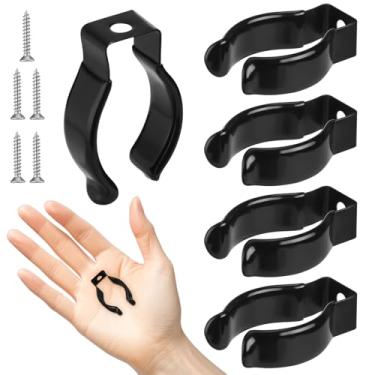 Imagem de Otoolling Pacote com 5 clipes de mola para vassoura com parafusos para 3/4-1 1/8 polegadas de diâmetro, preto, manganês, em forma de U, clipes de aço, suporte para ferramentas, ancinhos e lanternas