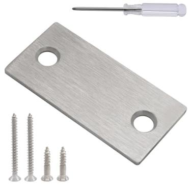 Imagem de LifCratms 1 pacote com placa de cobertura de furo de porta de 3,5 cm x 6,5 cm, placa de cobertura de fechadura de aço inoxidável com parafusos e chave de fenda (prata)