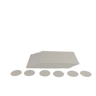 Imagem de Yosoo Conjunto de Jogos Americanos Retangulares, Isolamento Térmico de Couro de PVC, Fácil de Limpar, Não Absorvente 6 Unidades de Porta-copos Redondos para Configuração (Verde Cinza)