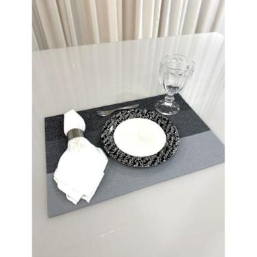Imagem de Jogo Americano Mesa Posta Impermeável Redondo ou Retangular para Jantar e Eventos – Kit 4 ou 6 Lugares Decorativo Luxo (18. Tons de Cinza,4 Unidades)
