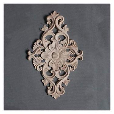 Imagem de Appliques de madeira decorativos no centro de móveis de casa, texturas de processo de escultura, texturas de porta de mobiliário sem pintura, decorações de armários, várias combinações(1PCS,B)