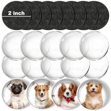 Imagem de 16 peças de ímãs de 5 cm para artesanato de vidro com suporte adesivo e cabochão de vidro transparente, 50 mm/2 em ímãs de geladeira DIY artesanato para geladeira (conjunto de 8, 5 polegadas, redondos