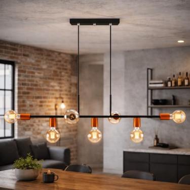 Imagem de Luminária de Teto Pendente Ciciliano 7 Lâmpadas para sala salão cozinha e comercio (Estilo Jabuticaba) (Preto/Cobre Flex)