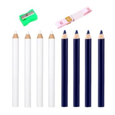 Imagem de 8un Lápis Tecido para Costura, Lápis Alfaiate Solúveis em Água com Apontador & Fita Métrica Suave 2 Cores Giz Marcação de Tecido para Quilting Costura Confecção DIY Materiais Artesanato