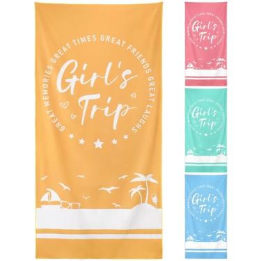 Imagem de Patelai 4 peças de toalhas de praia de viagem para meninas, microfibra leve, grande, 88 x 187 cm, toalhas de presente de viagem, secagem rápida, colorido, pacote fácil para piscina, acampamento