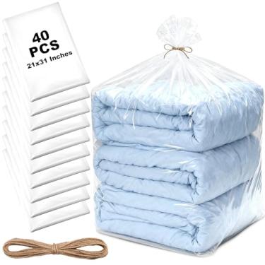Imagem de Humyoun 40 sacos plásticos grandes transparentes de plástico para roupas, mercadorias, alimentos, pão de prova, massa, embalagem de roupas, armazenamento (53 x 79 cm, 1,4 mil)