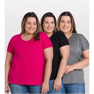 Imagem de Kit 3 Blusas Comfort Básica em Malha de Viscose com Elastano - Serena,