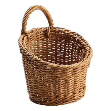 Imagem de WeiLaiKeQi Cesta de frutas suspensa, feita à mão, com alça, organizador multifuncional para revistas, frutas, alho, restaurante e artesanato, M