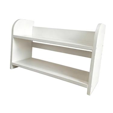 Imagem de KiBcsLic Organizador de mesa de madeira rústica, expositor, prateleira de armazenamento em madeira maciça para escritório, mesa de dormitório, decoração de, Branco