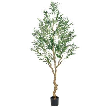 Imagem de Oliveira artificial de 1,8 m para interior, oliveira sintética com ramos flexíveis – decoração de plantas falsas sem manutenção para sala de estar, escritório, entrada