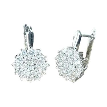 Imagem de Brincos De Argola Em Zircônia Cúbica Branca Em Forma De Floco De Neve 
