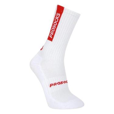 Imagem de Meia Prosocks Ultragrip Cano Alto - masculino - branco e vermelho, Bco