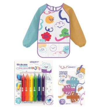Imagem de COMP Kit Artes Avental Infantil + Giz de Cera para Banho + Adaptador d
