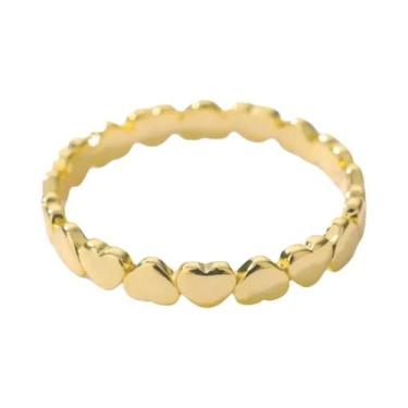 Imagem de Anel De Noivado Em Coração Dourado Para Mulheres, Joia De Moda Estétic