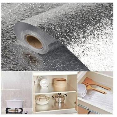 Imagem de 5 Papel Adesivo Alumínio Impermeável Forrar Armários Gavetas - Clink, 